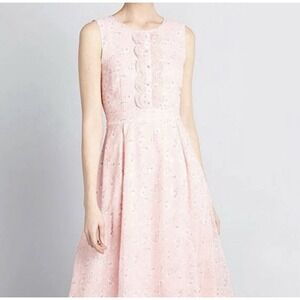 ModCloth Effortless Flashback Pink Fit & Flare Retro Inspired Dress L